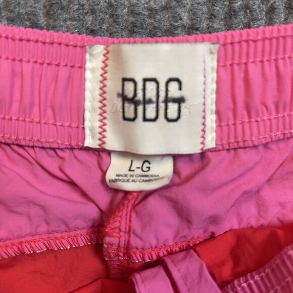 Urban Outfitters BDG Shorts Womens Large Red Pink Jess Nylon Track Retro Y2K NEW - Picture 6 of 14